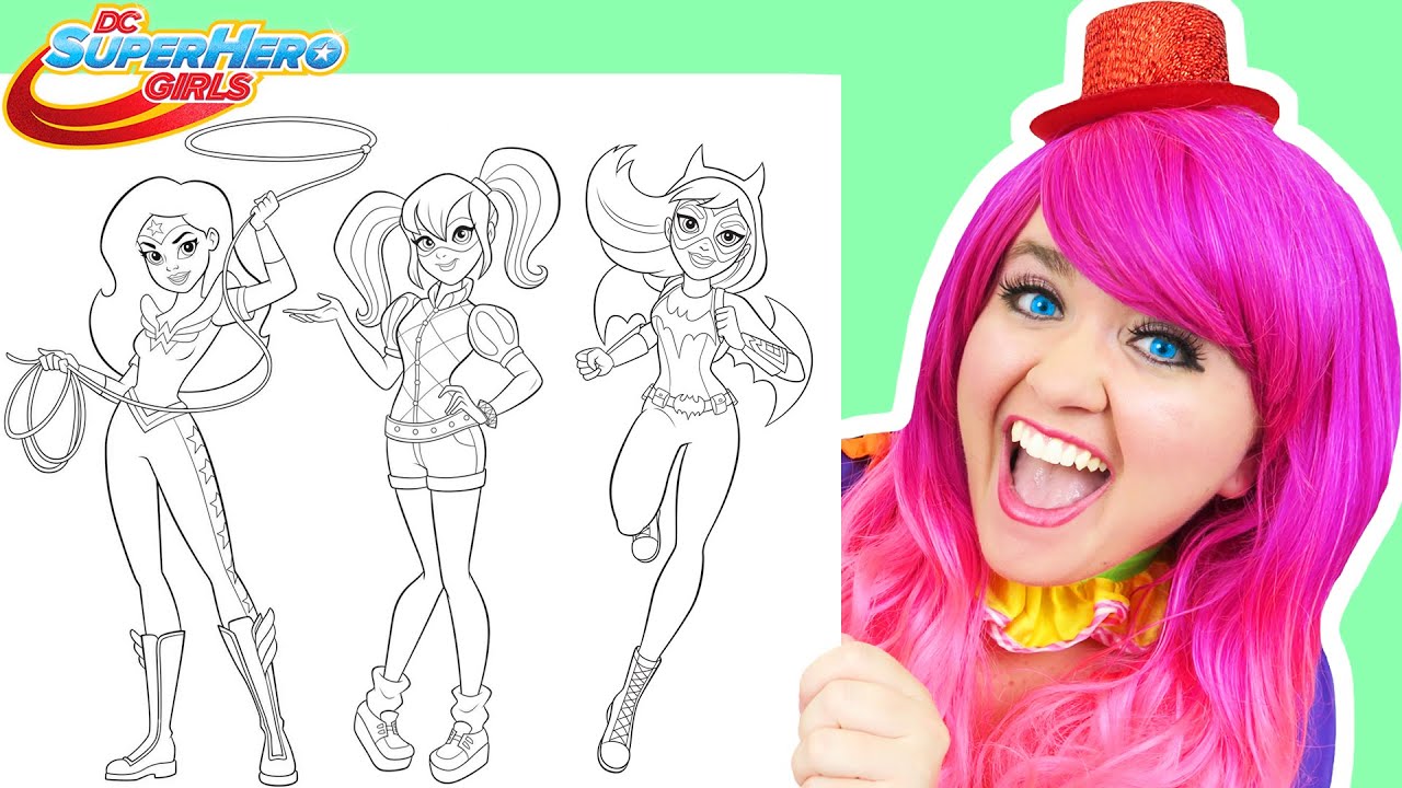 Coloring DC Super Hero Girls | Harley Quinn, Wonder Woman & Batgirl