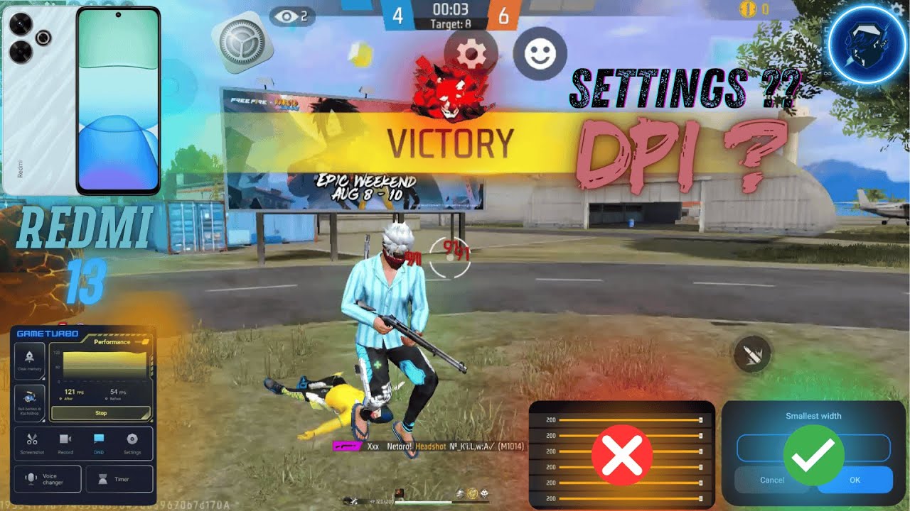 FREE FIRE 🔥 Headshot Settings Redmi 13 📲⚙️+ Free style 👾