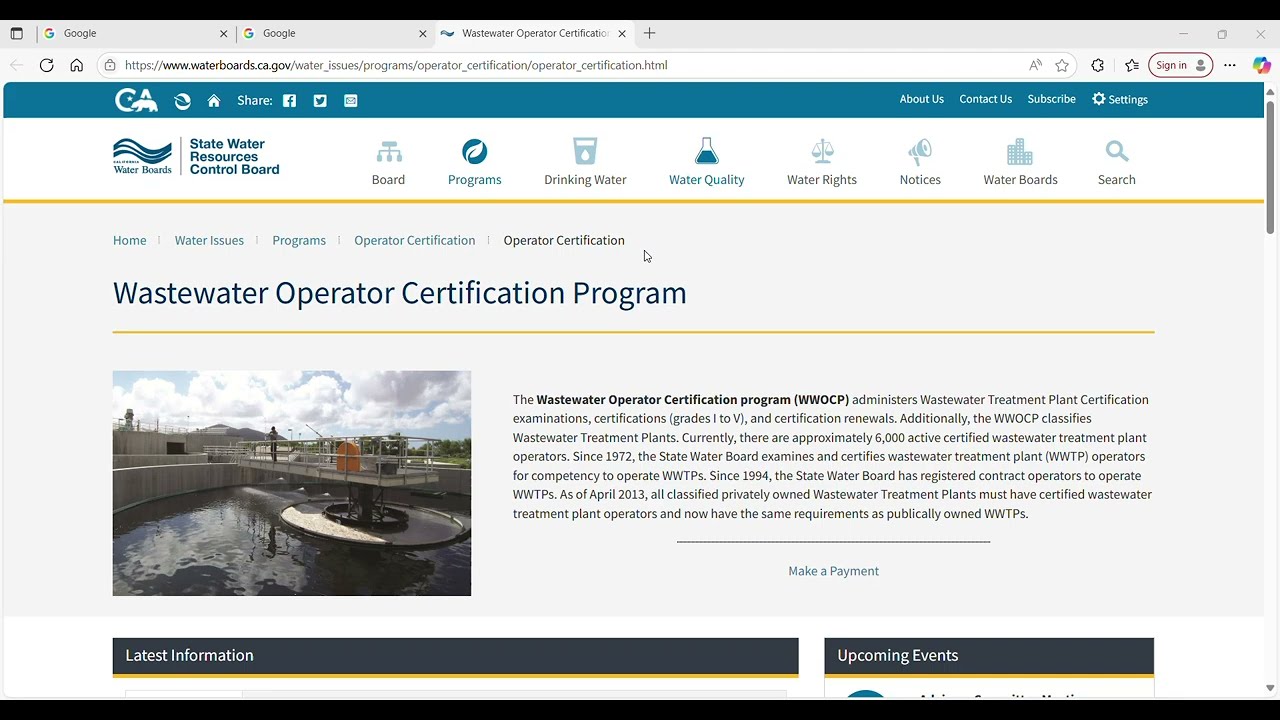 How to Become a California Wastewater Operator Tutorial: Education, Experience, and Certification