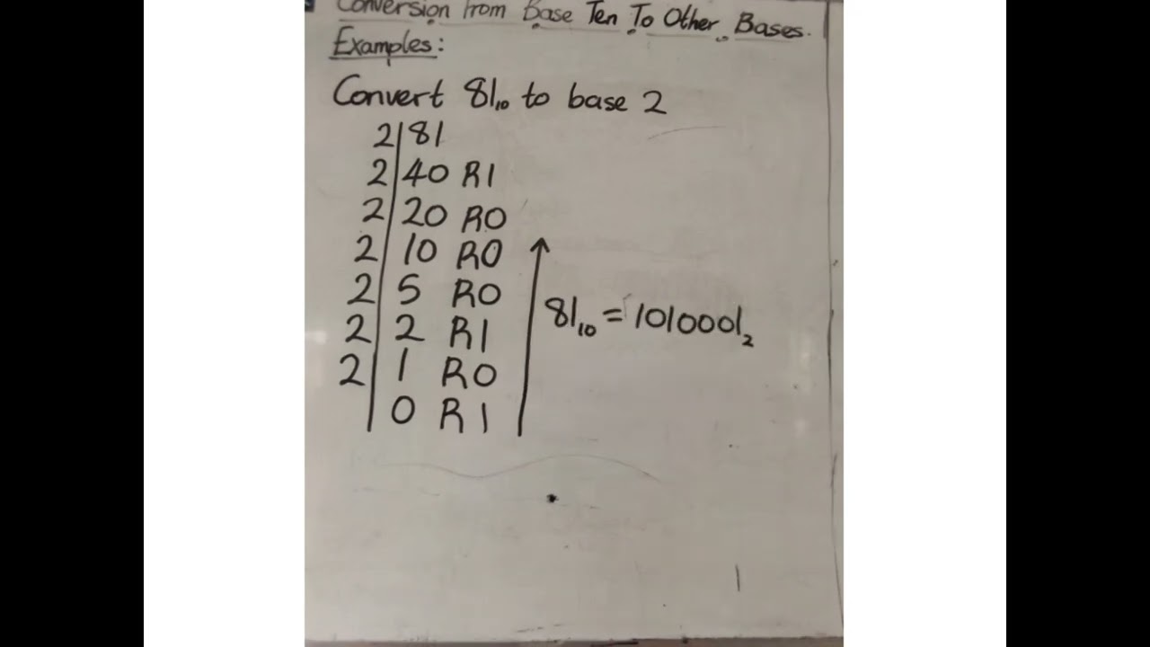 How to convert numbers in base ten to other bases.