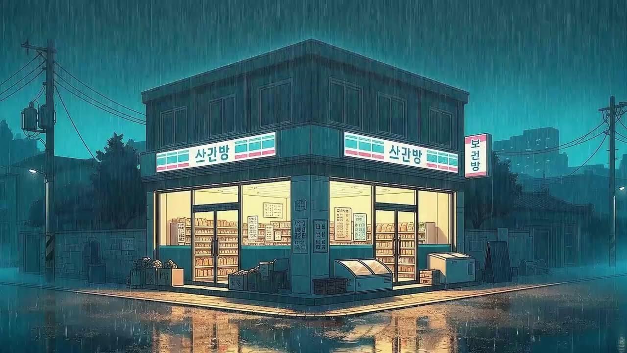 Rain Sounds and Lofi for Long Sessions in a Soft Korean Night Ambience for Stress-Free Work 😌