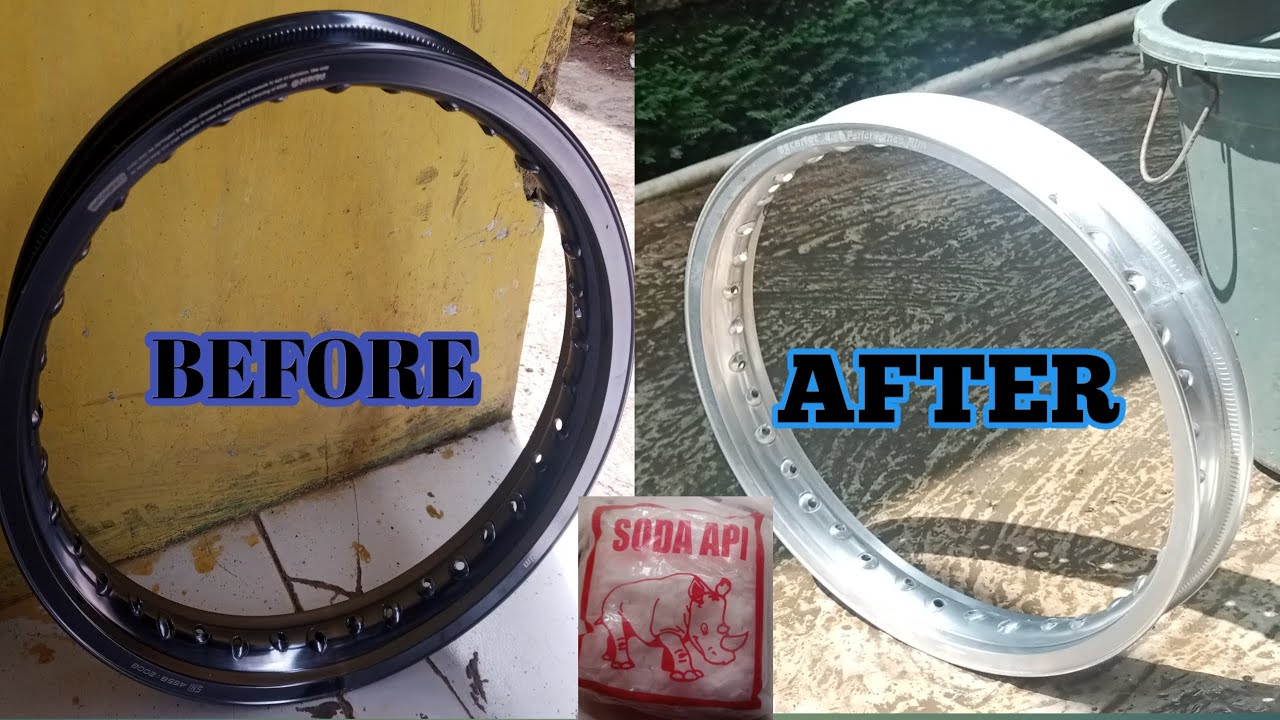 Cara menghilangkan warna cat velg anodize #velk#soda api#anodize