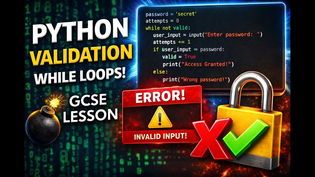 Stop Invalid Input! Python Validation with WHILE Loops (GCSE Computer Science Full Lesson)