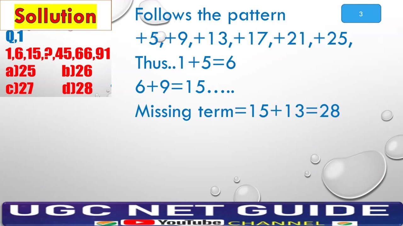 Find the missing term 1,6,15,?,45,66,91  number series reasoning for NTA NET or other exams