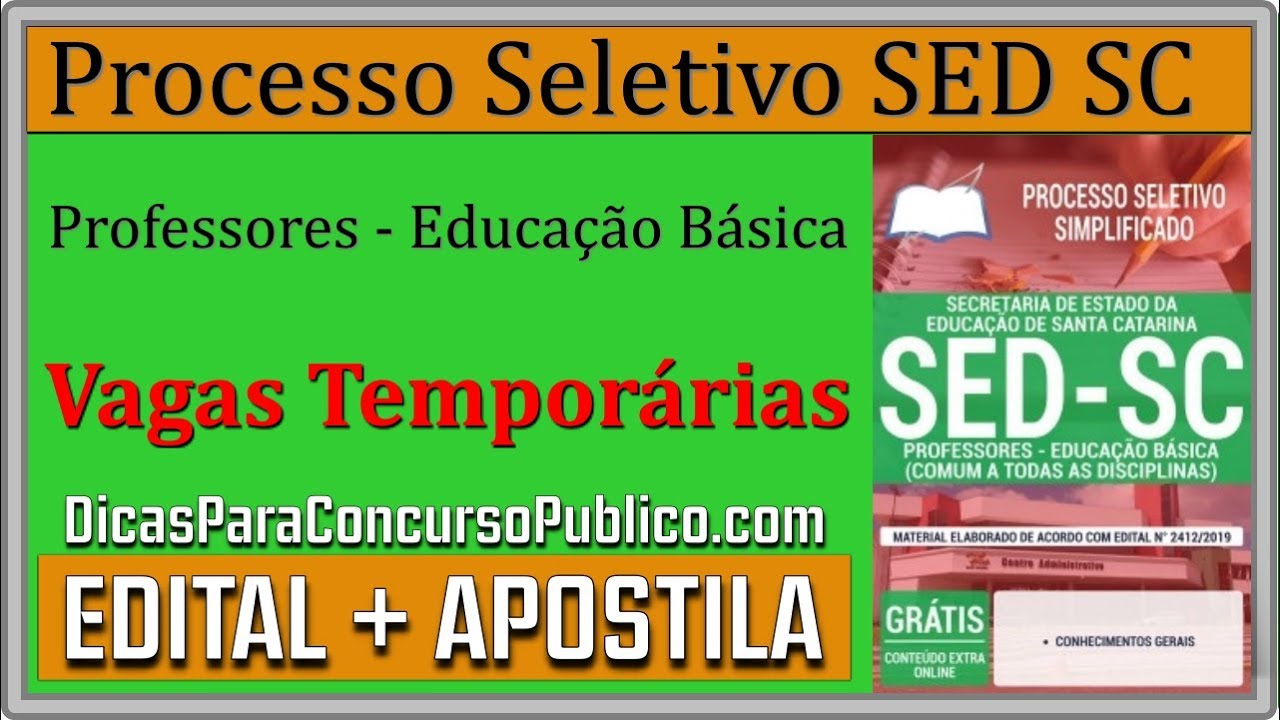 Edital Processo Seletivo Simplificado SED SC 2019 - Apostilas Para Professores - Educa&ccedil;&atilde;o B&aacute;sica