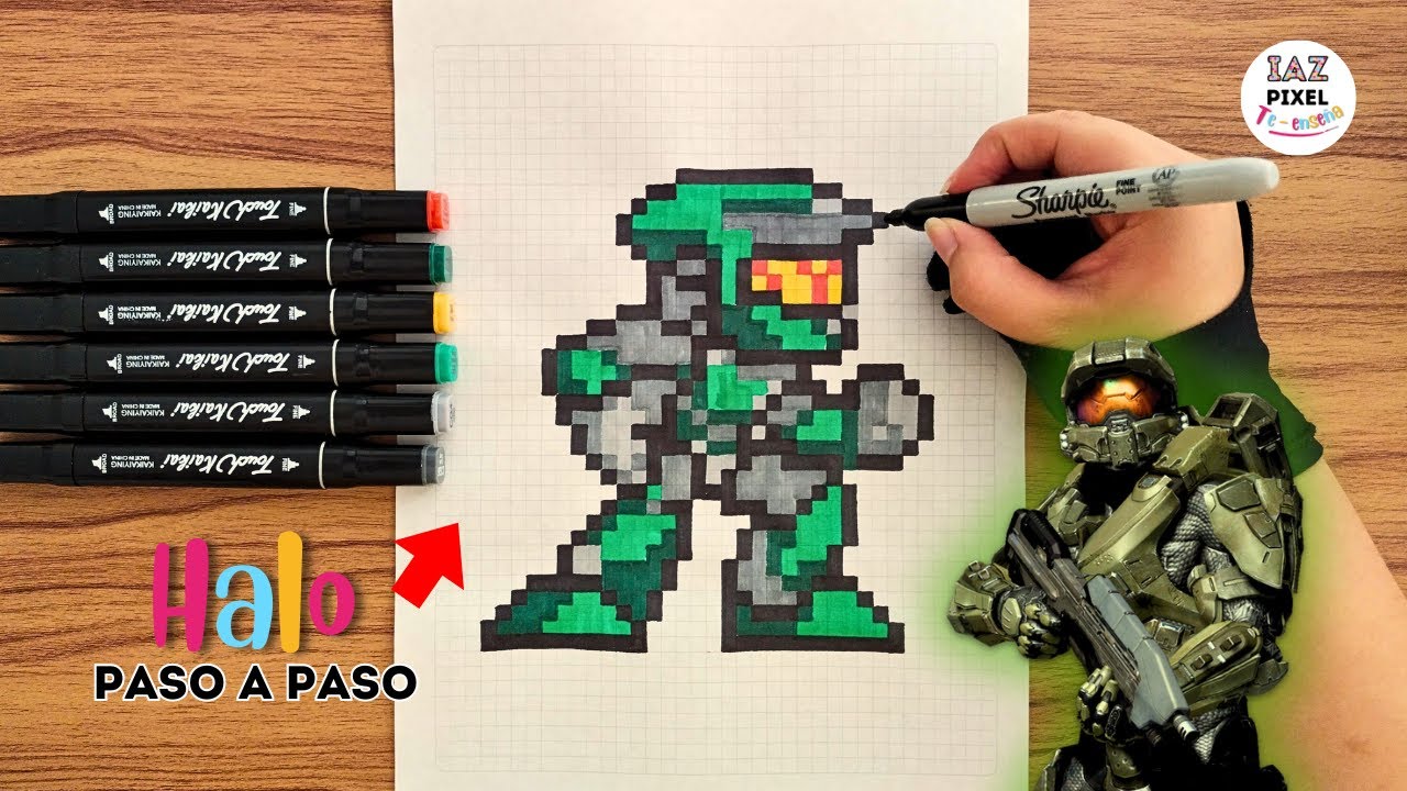 Como pintar a Halo en PIXEL ART – Tutorial paso a paso #pixelart #halo #haloinfinite