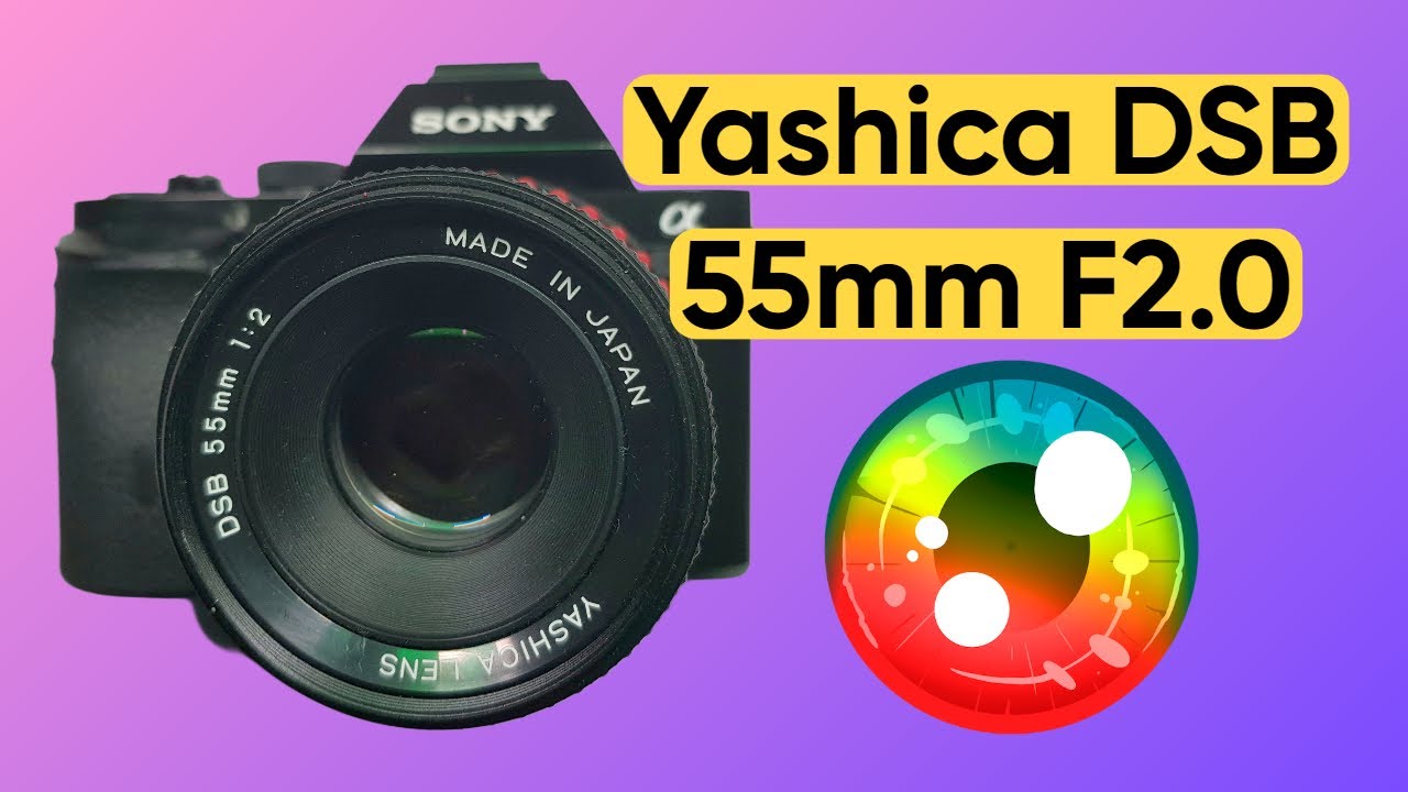 Vintage 35mm camera lens Yashica DSB 55mm F2.0 on full-frame digital camera