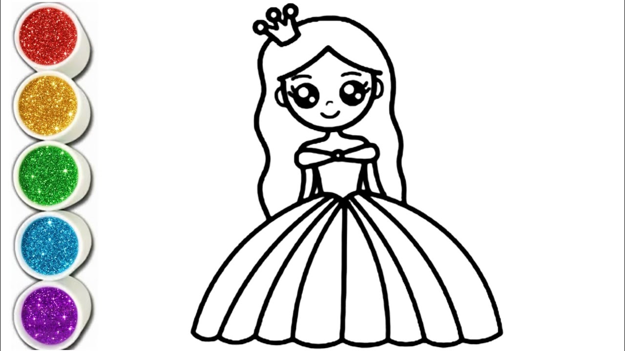 Cute princess Drawing, painting & Colouring For Kids Toddlers_Kids Art'