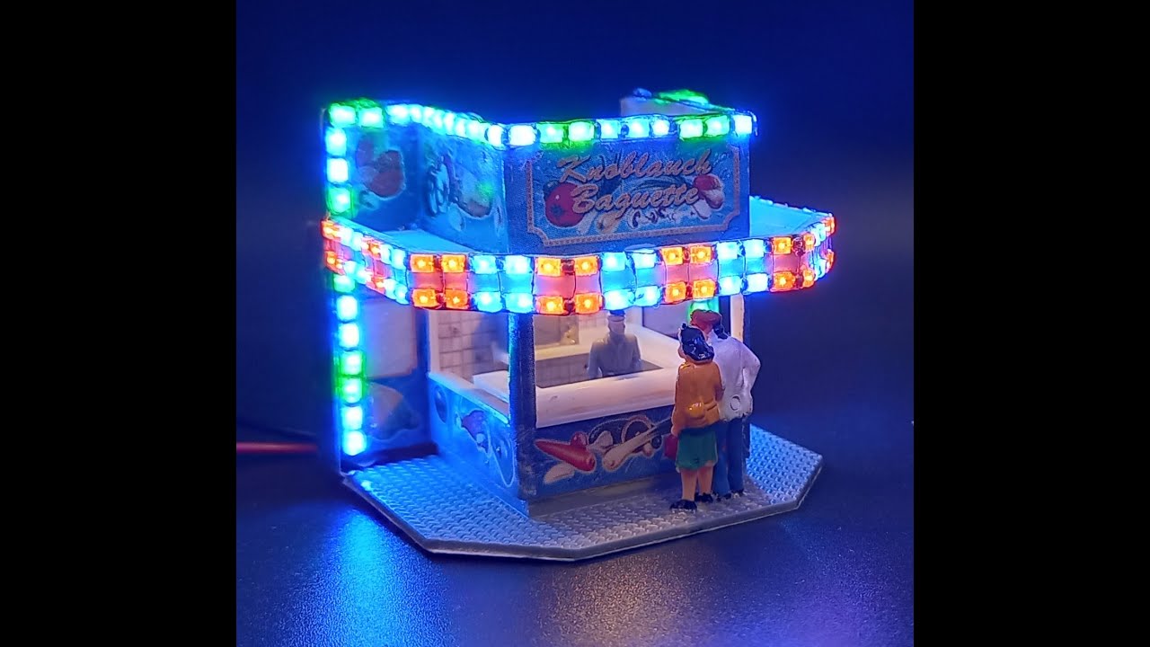 Knoblauch Bude 1:87 wird mit LED Lauflicht bestückt