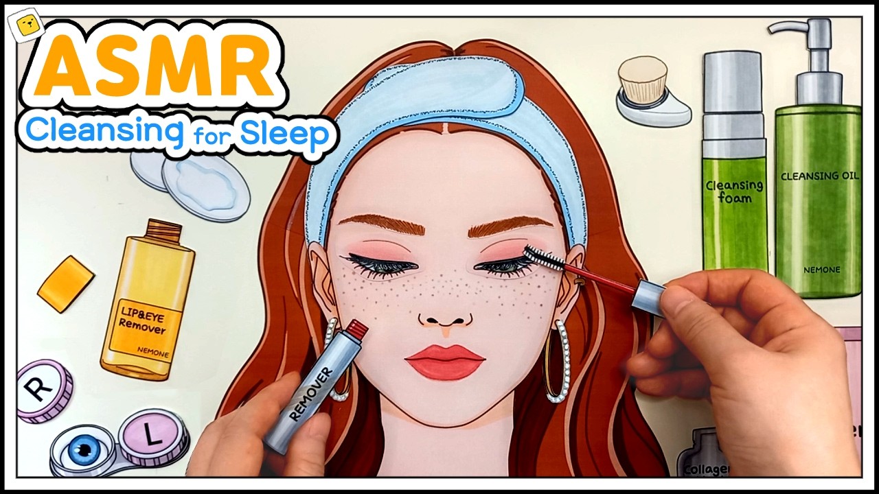 [💸paperdiy💸] Relaxing ASMR Cleansing & Skincare for Sleep 💤 잠이 솔솔오는 편안한 클렌징과 피부관리 🔇No music 종이놀이