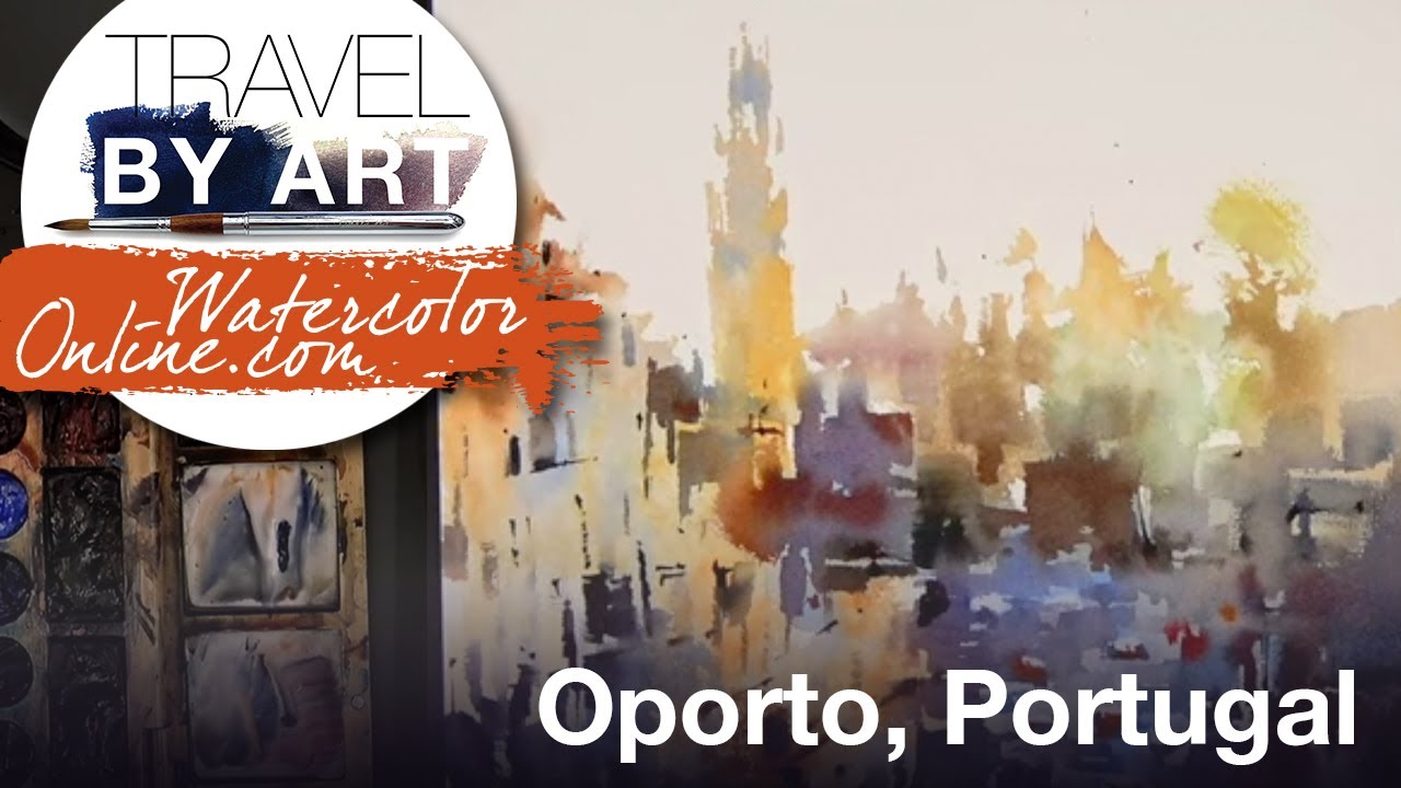 #195 Travel by art, Ep. 67: Oporto, Portugal (Watercolor Cityscape Tutorial)