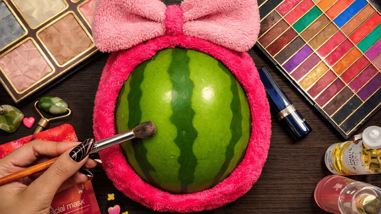 ASMR Makeup Compilation For Sleep | Makeup on Watermelon (No Talking )