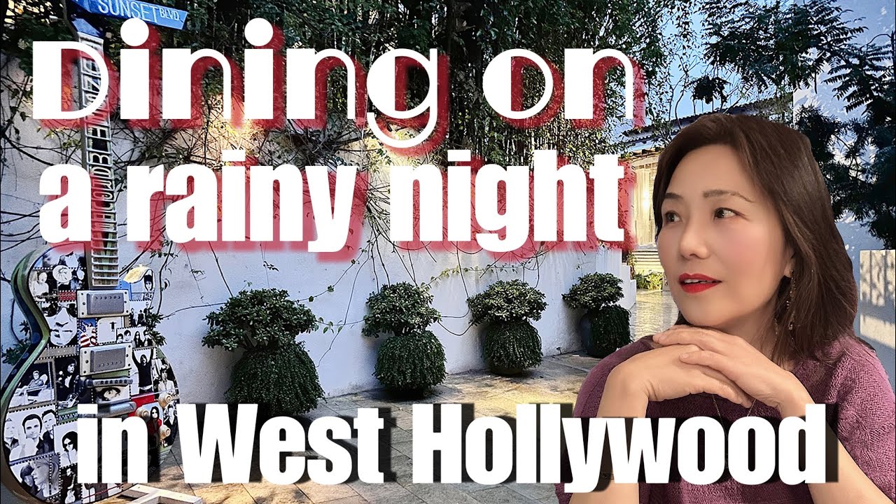 Dining on a rainy night in West Hollywood at Cavatina, located in the iconic Sunset Marquis Hotel.