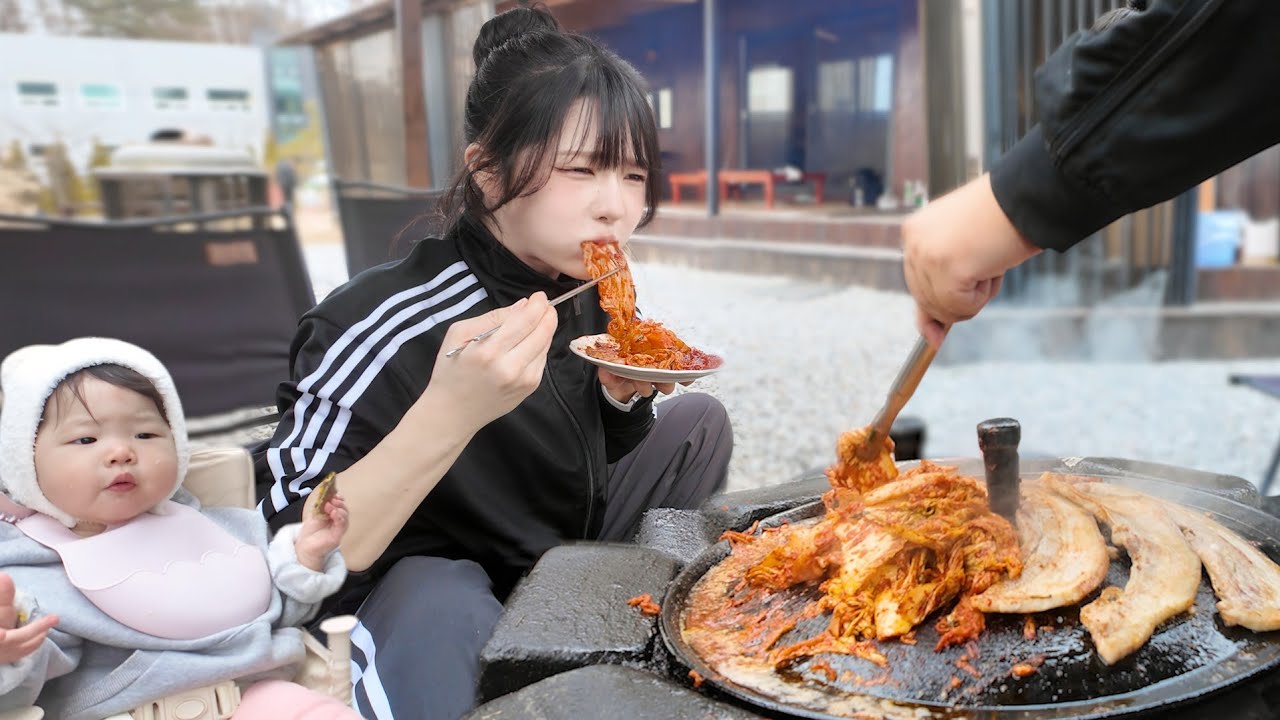 삼겹살 좋아하는 일본인아내의 인생 첫 솥뚜껑삼겹살..