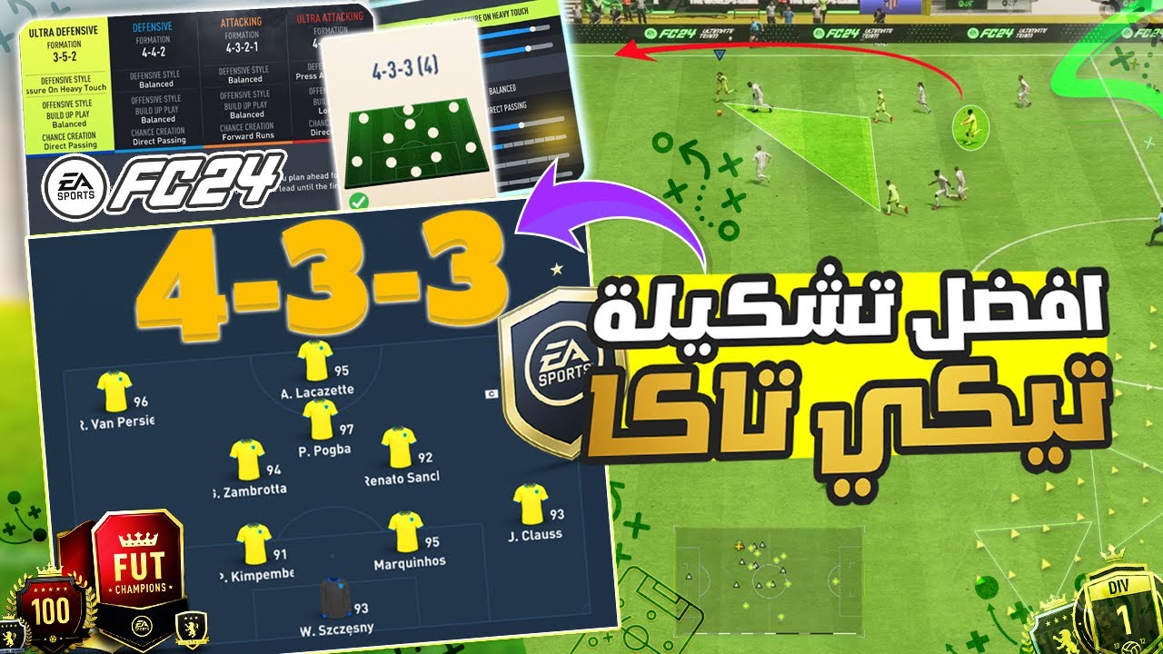 فيفا 24- شرح تشكيلة 433 + تكتيك و تعليمات التيكي تاكا بعد التحديث الاخير !! 🔥🎮🏆
