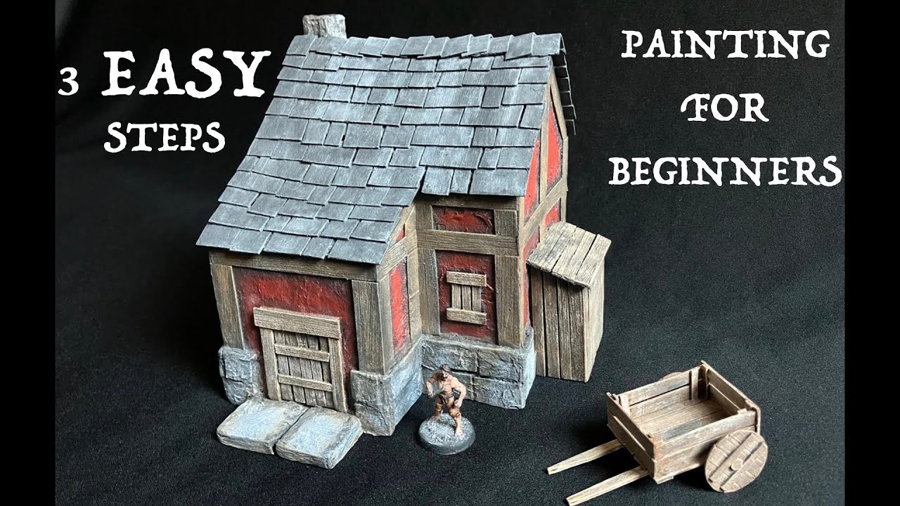Painting for Beginners - Medieval Fantasy House - How to Paint Miniature Tabletop Wargames Terrain
