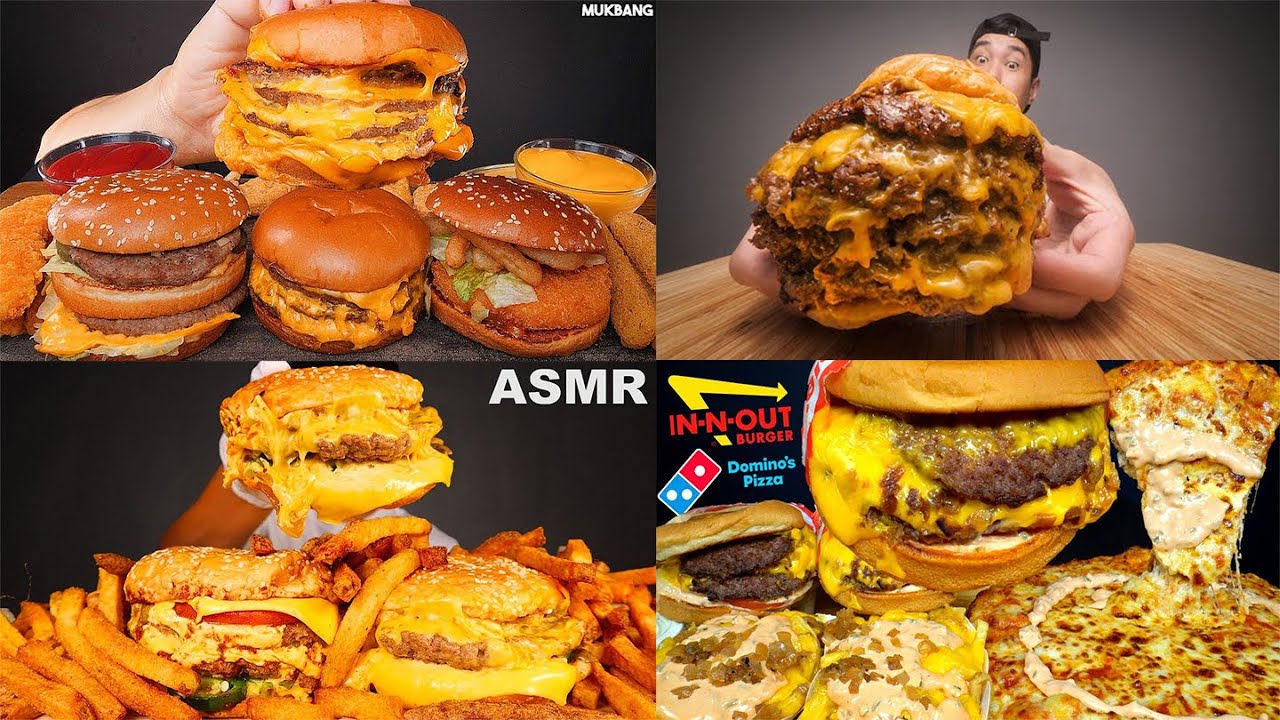 Extreme Cheeseburger ASMR Mukbang 🍔 | Juicy Eating Sounds from McDonald’s, Five Guys & In-N-Out