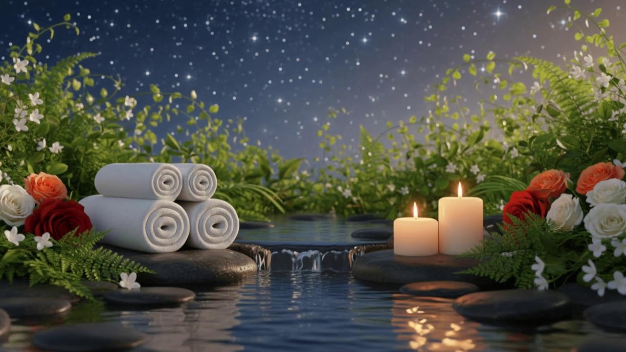 Deep Spa Relaxation 🌿 Flowing Water & Candlelight for Stress Relief and Peaceful Sleep 3