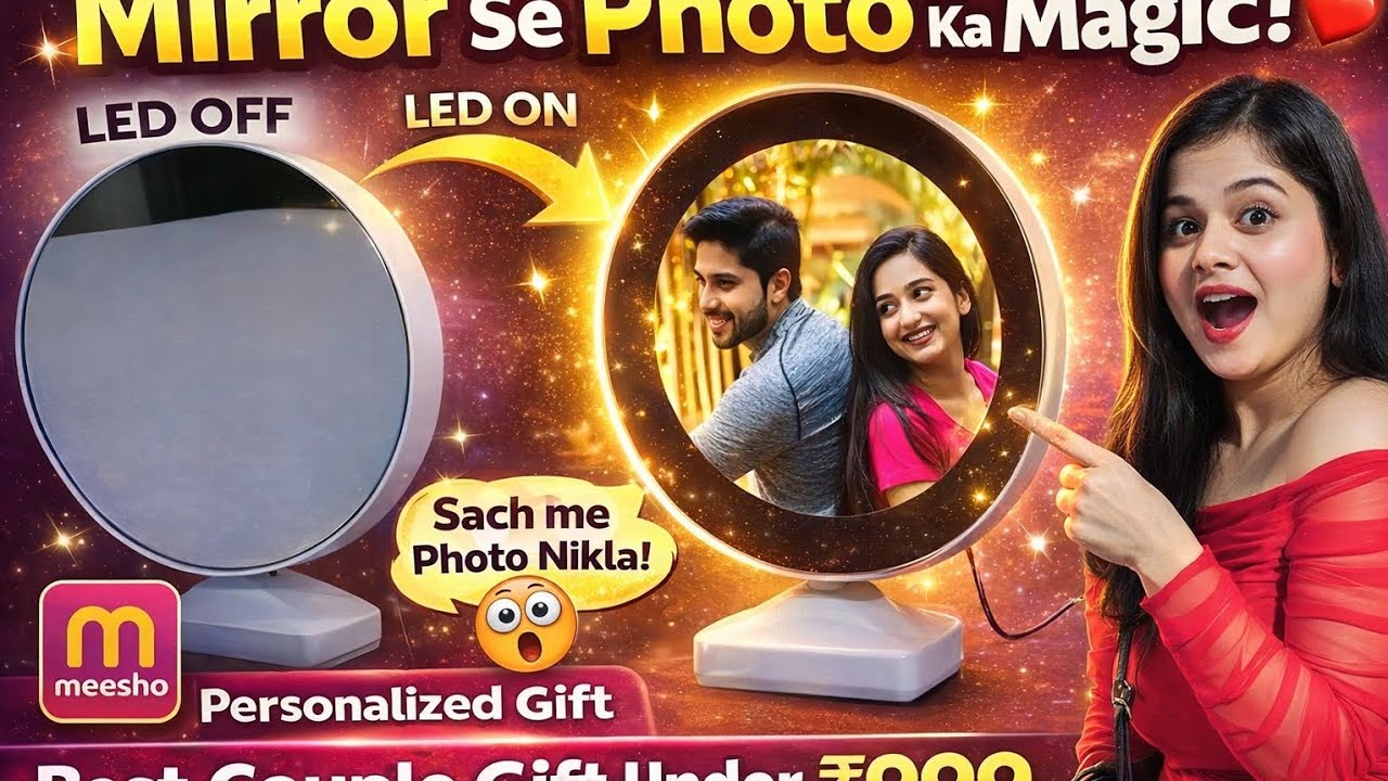 Meesho Magic Mirror LED Lamp 😍 Personalized Couple Gift Under ₹999 | Honest Review @Meesho 