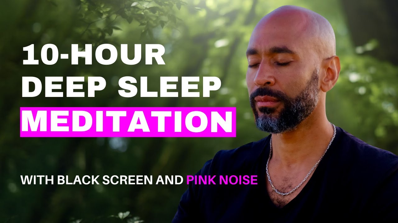 10-hour Guided Sleep Meditation with Pink Noise | Sleep through the night | Black Screen