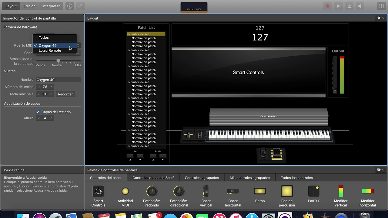 como asignar tu controlador midi M-audio 49 en main stage 3