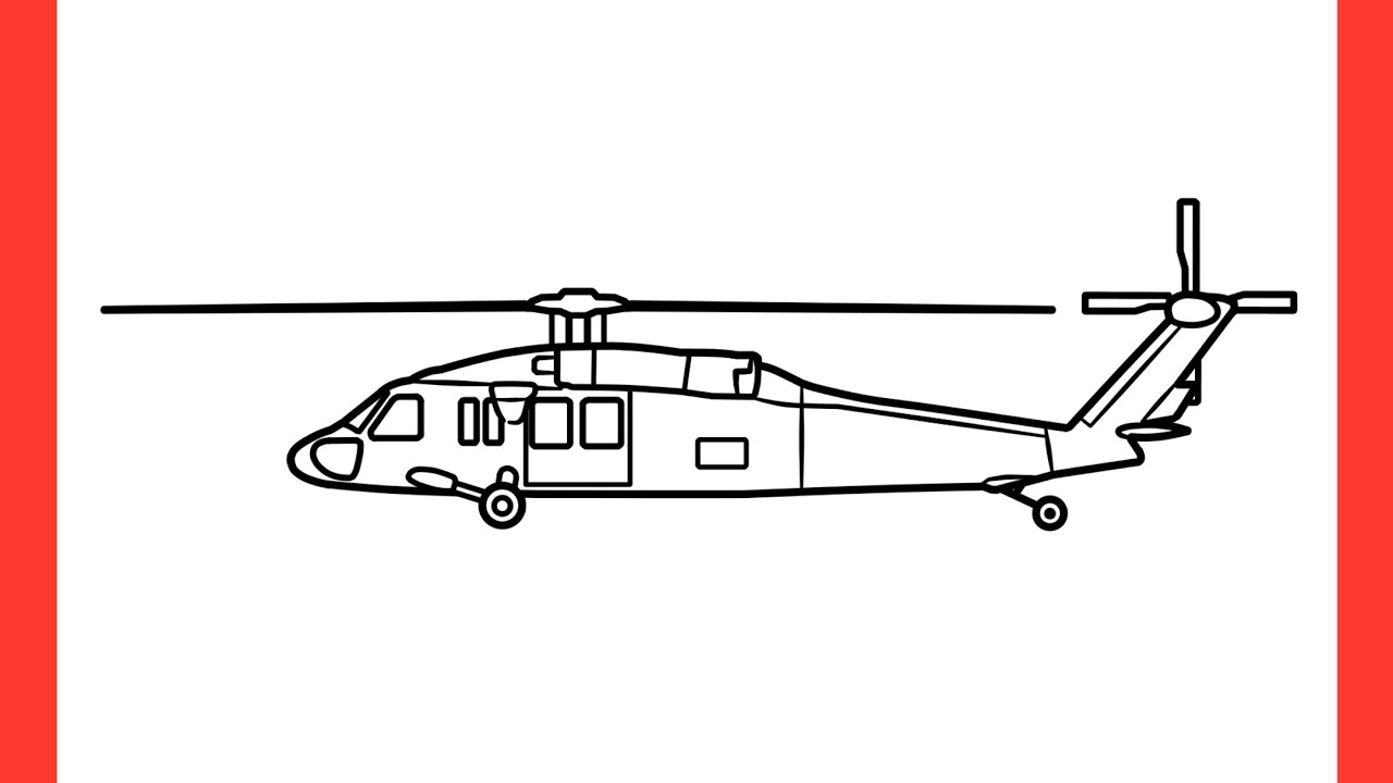 How to draw an UH-60 BLACK HAWK step by step / drawing American Helicopter uh 60 easy