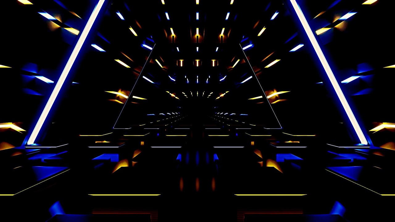 🎥 4K TUNEX &ndash; Futuristic Blue & Gold Neon Tunnel | 2 Hours (No Audio) 🔵🟡✨