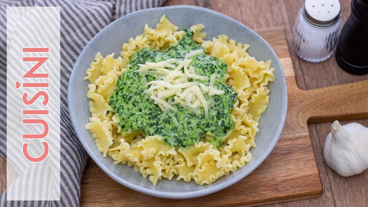 Nudeln mit Spinat So&szlig;e | Rezept f&uuml;r einfaches & schnelles Nudelgericht!