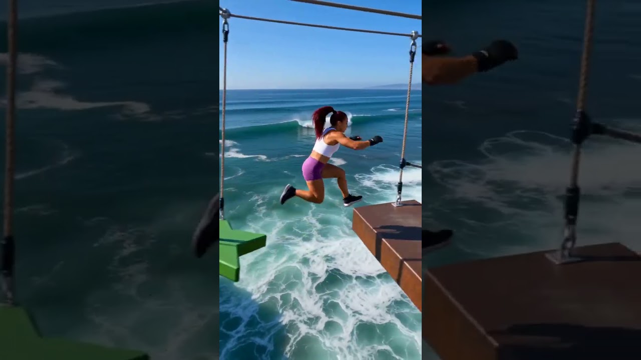 She Almost Fell Into the Ocean! 😱🌊 | Extreme Obstacle Challenge