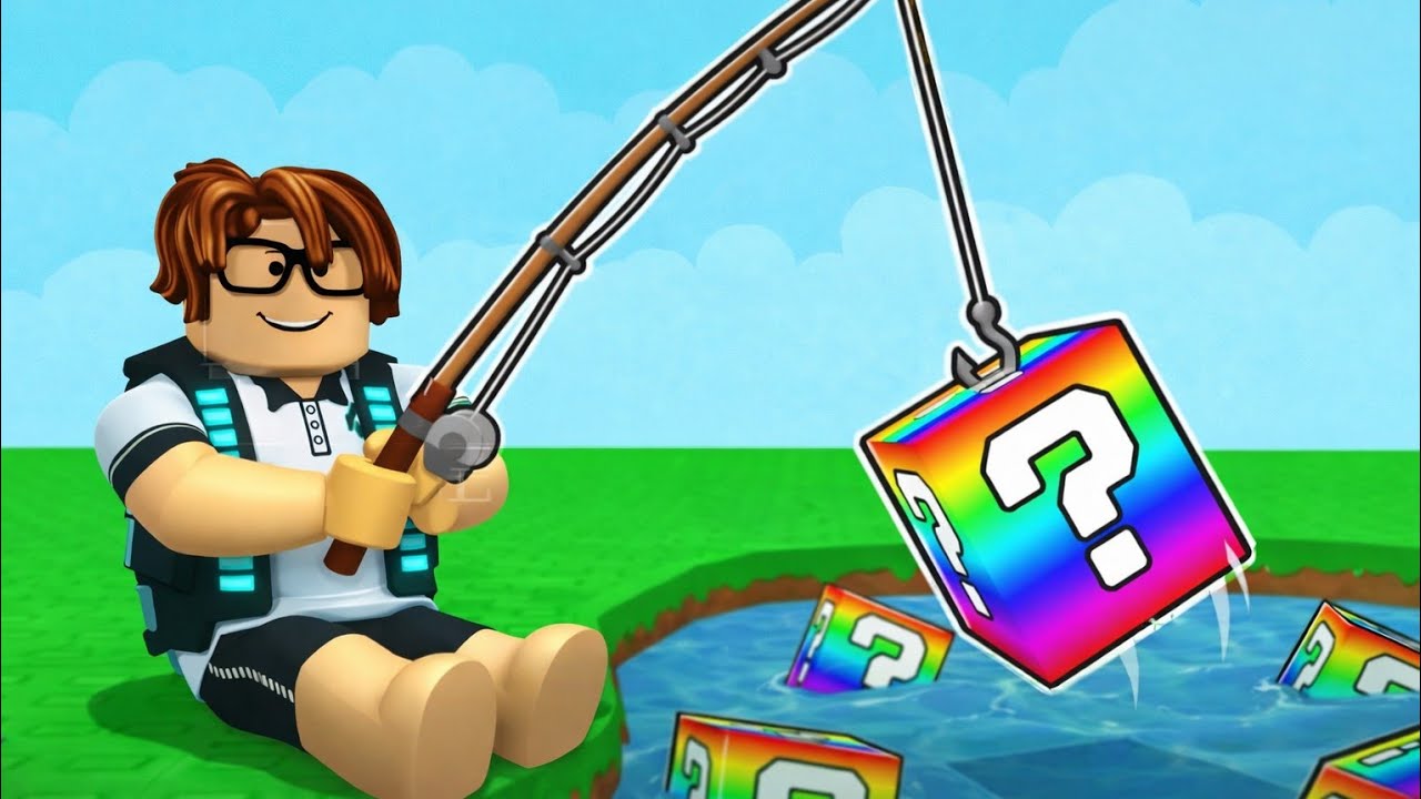 jugando pesca lucky blocks con mi amigo