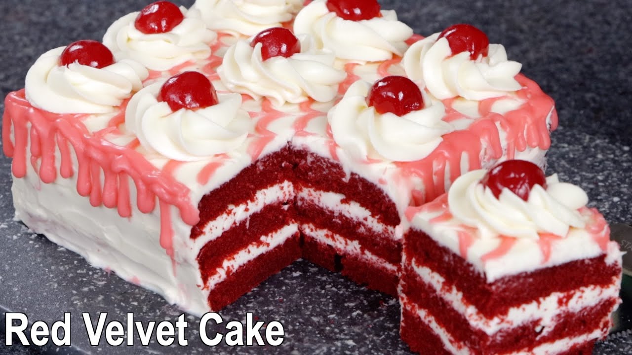 Red Velvet Cake Recipe | How to Make Red Velvet Cake at Home with Cream Cheese Frosting