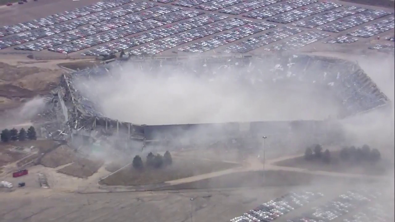 FULL - 2nd Implosion of the Pontiac Silverdome brings down upper ring