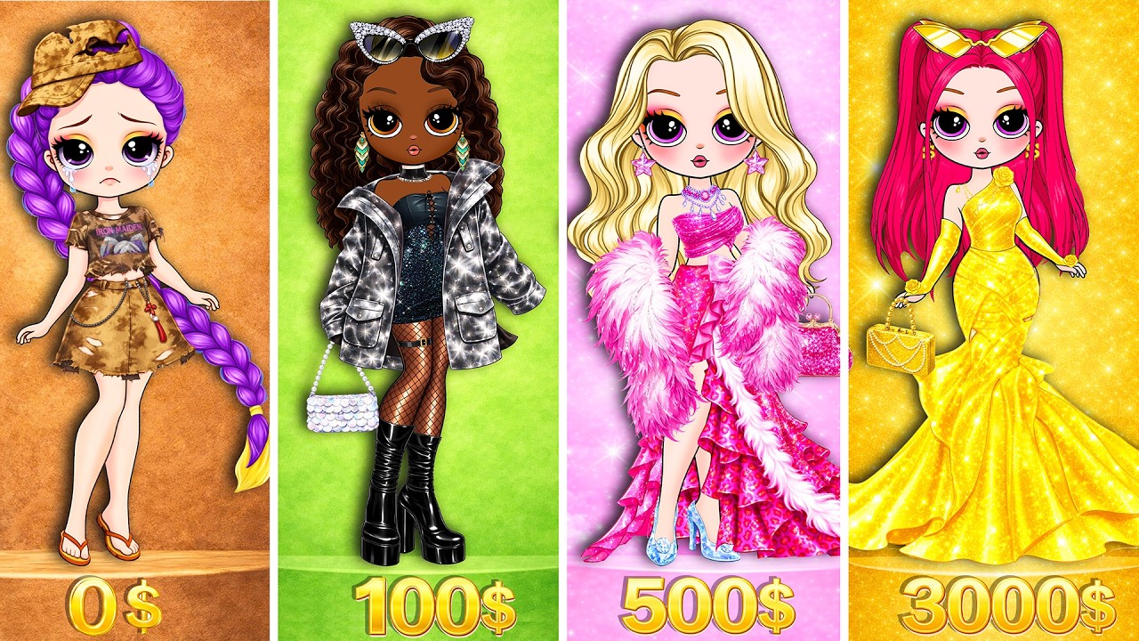 Glow Up SHOPPING FASHION Challenge with Rumi, Zoey & Mira | DIY Fashion Paper Dolls