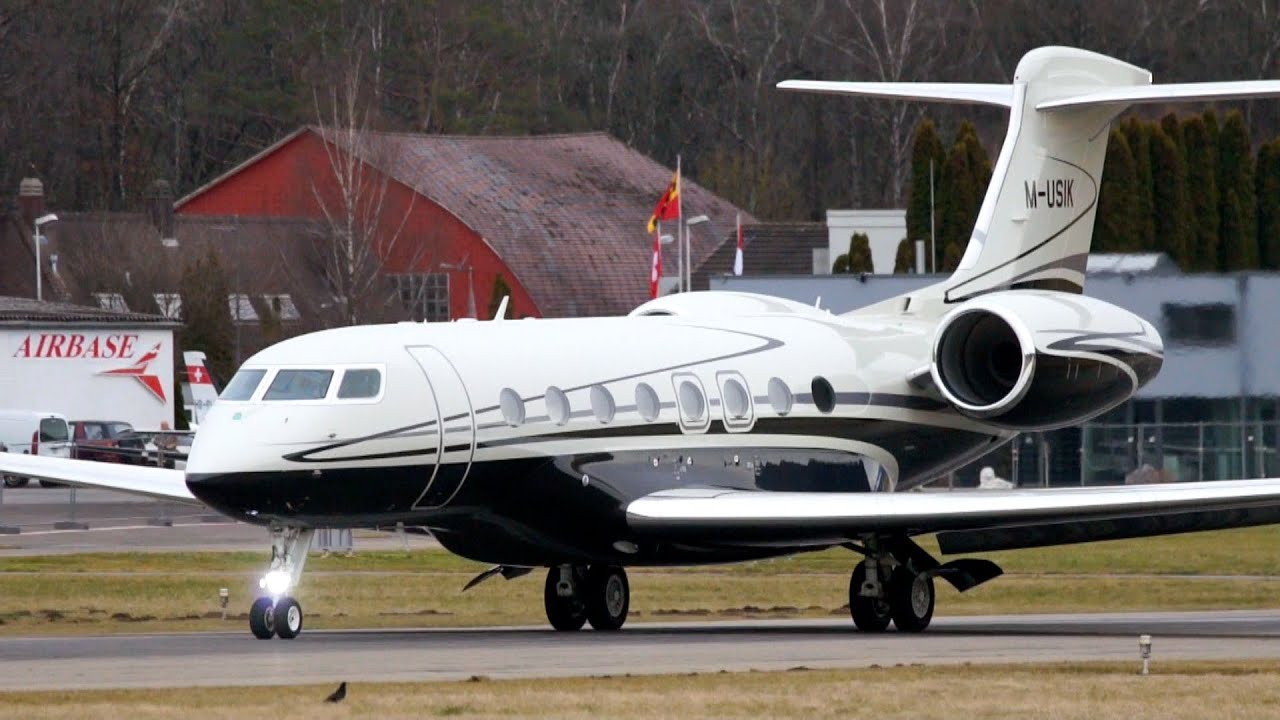 Eye-Catching Livery! Gulfstream G650 M-USIK Landing & Take Off