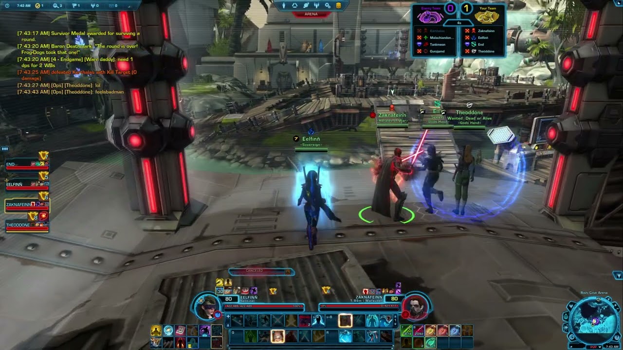 SWTOR Arena 03-10-25 Sentinel (unfair cheat code: playing with Cease Faith and Theoddone)