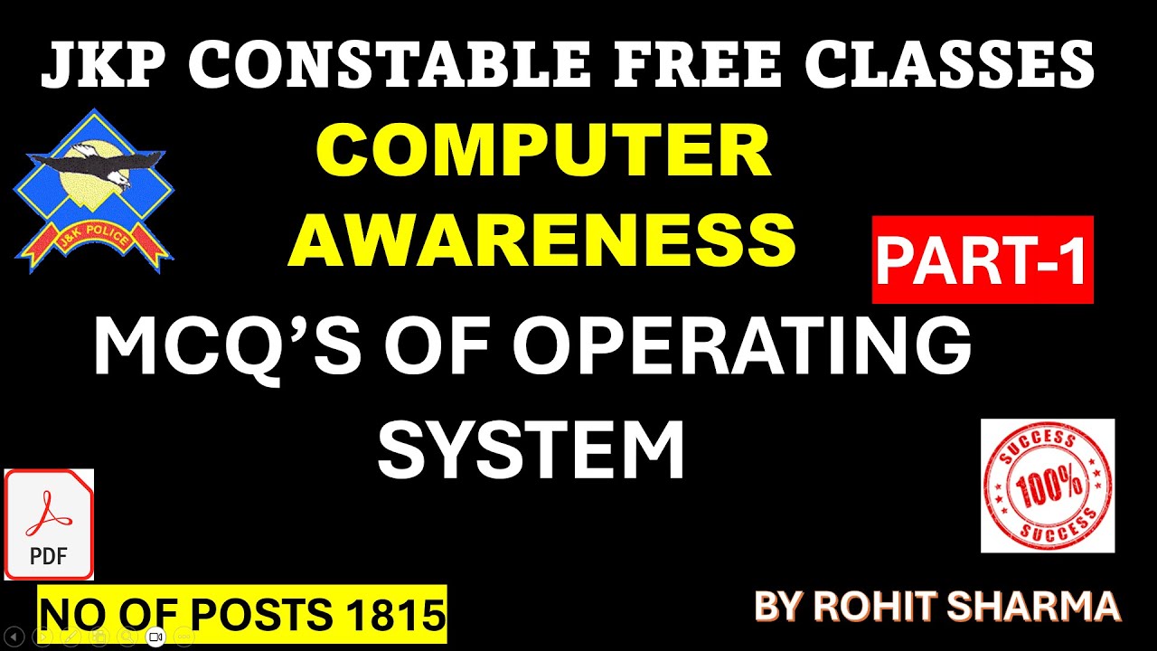 MCQ'S OF OPERATING SYSTEM II PART 1 II  JKSSB II JKP CONSTABLE II JUPITER CLASSES
