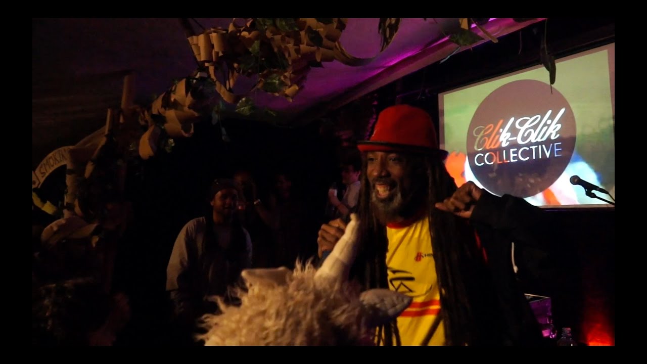 Akil the MC of Jurassic 5 – secret gig at Nozstock The Hidden Valley in the Cabinet of Lost Secrets