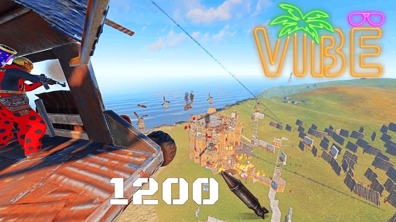 BIGGEST RAID DEFENSE IN RUST 17 vs 78 1200 Rockets #VIBE #ATM