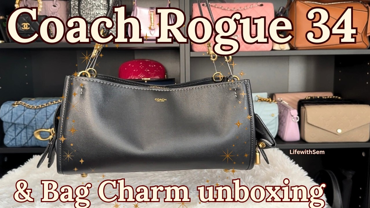 🖤🦄Coach Rogue 34 True Unboxing and Gals Guide✨ Amazon Bag charms reveal #coachrogue34 #unboxing