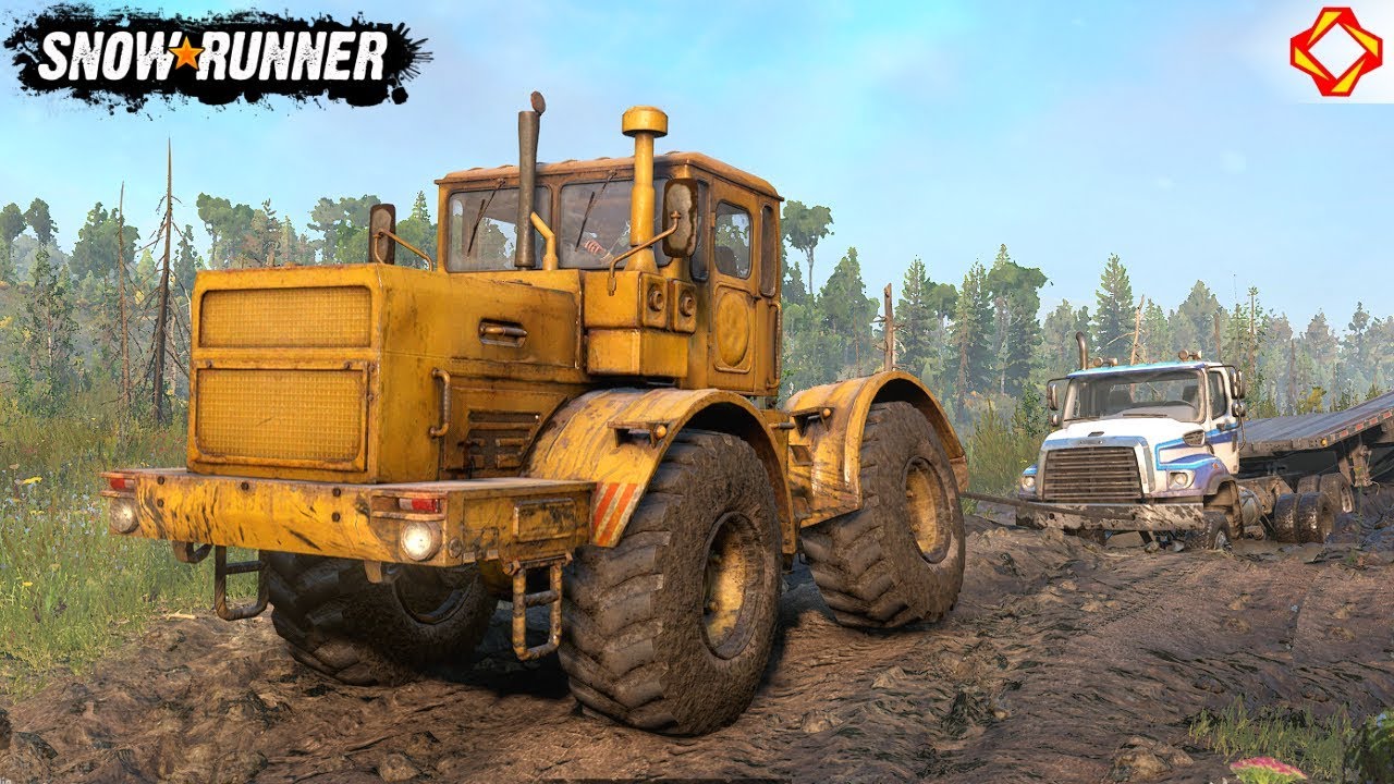 SnowRunner - K-700 KIROVETS Tractor Pulls Out Stuck International Semi Truck