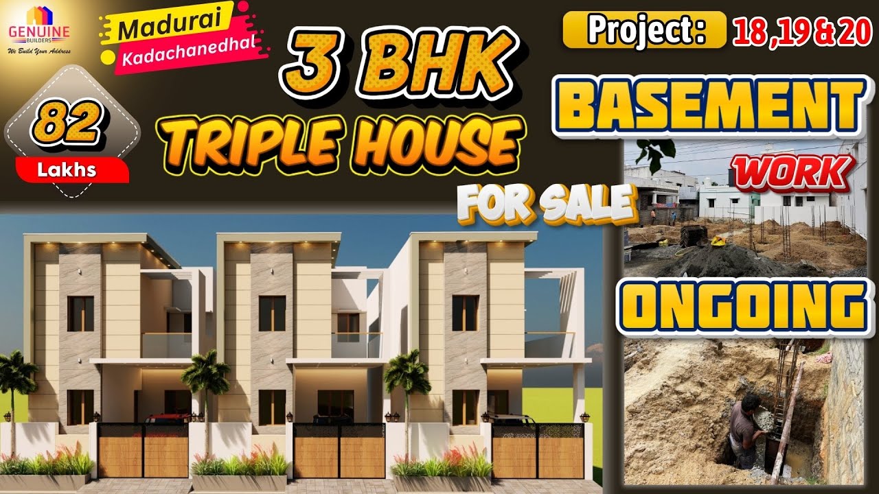 🏡Triple Houses - Дом с 3 спальнями на продажу в Мадурае, Кадачанендал - Genuine Builders