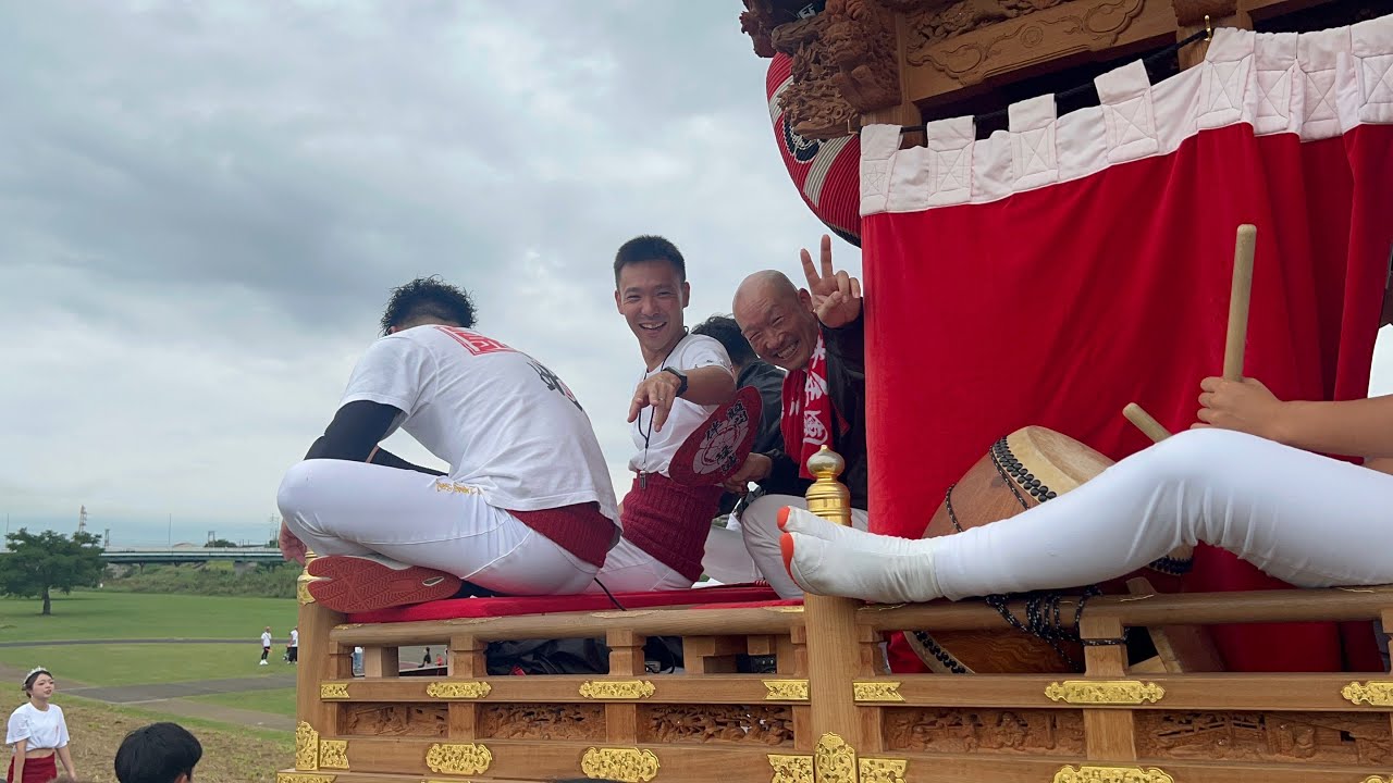 2025.10.5河内国分だんじり祭り　国分東町　曳き歌「ジパングの風」など　大和川親水公園ヘリポート　でんでん　試験曳き　大阪府柏原市