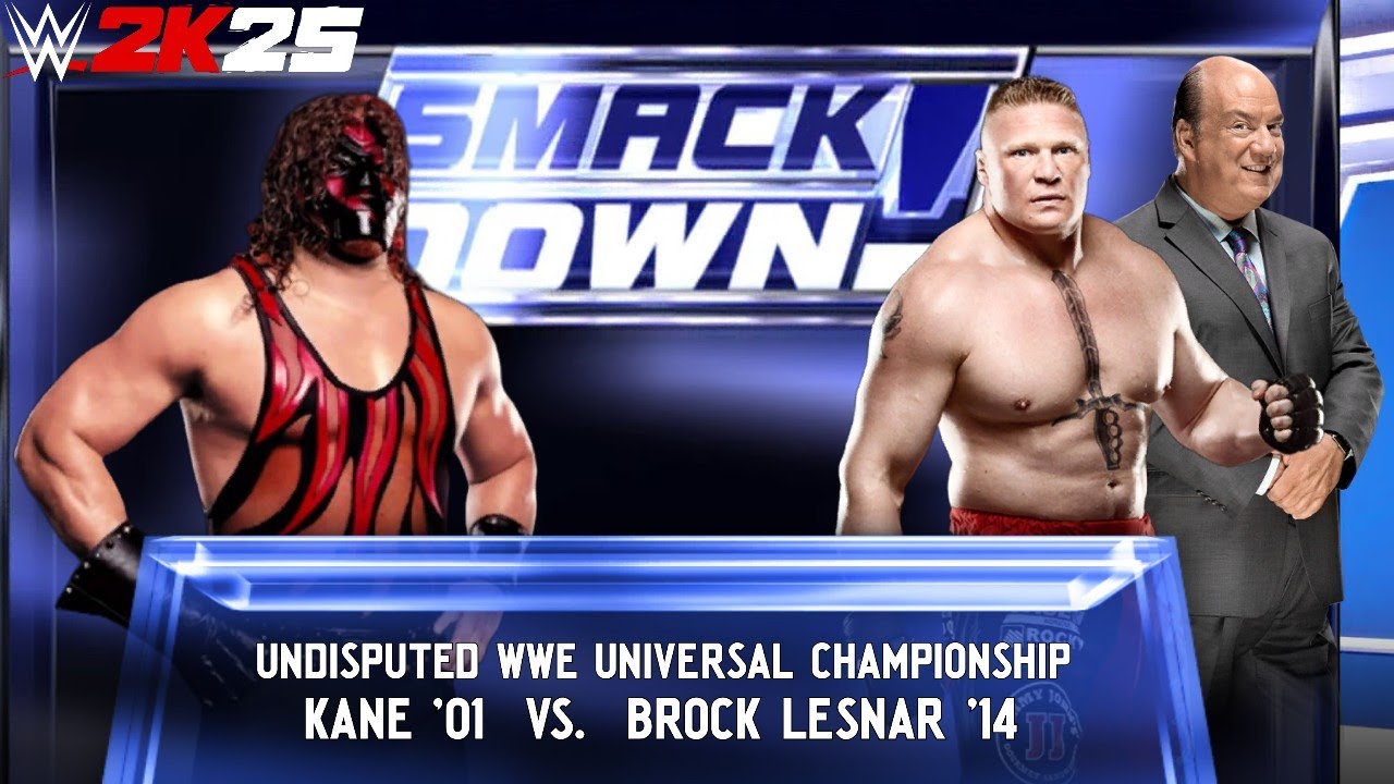 WWE 2k24 - Кейн (выпуск 2001 г.) против Брока Леснара (выпуск 2014 г.): Чемпионат мира на Smackdown
