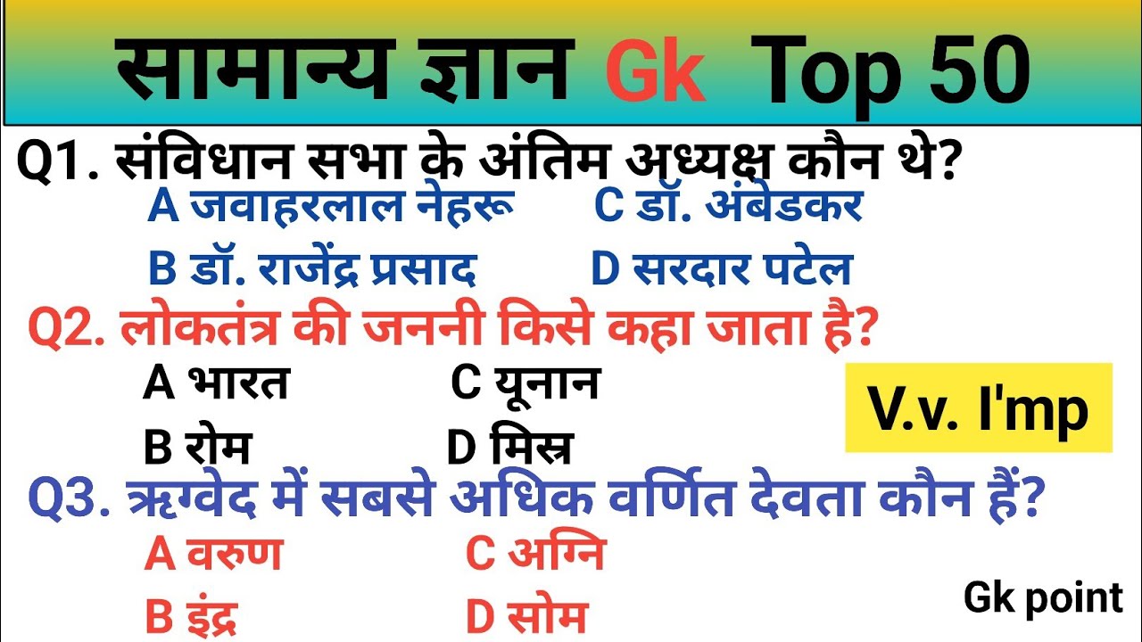 सामान्य ज्ञान | Gk Question | Gk Question In Hindi | SSC GD,UPSC, Railway, Police |  All Exams