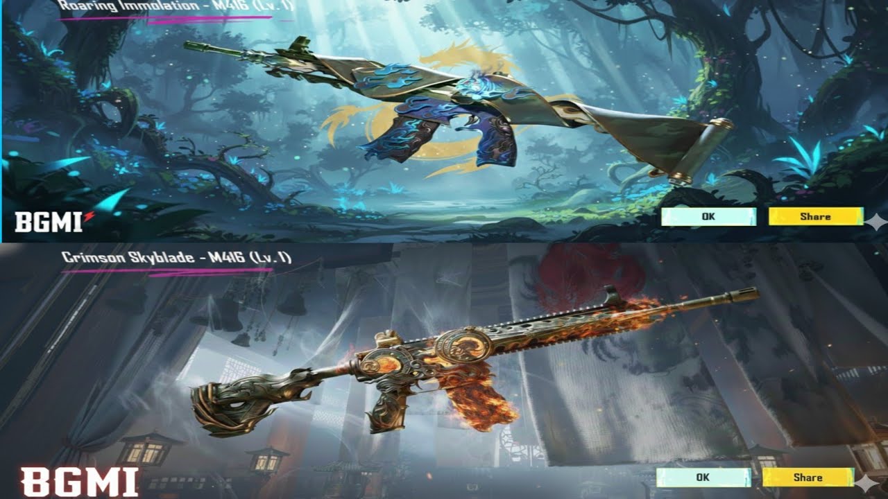 Back-to-Back M416! Roaring Immolation & Crimson Skyblade 😱 #bgmi