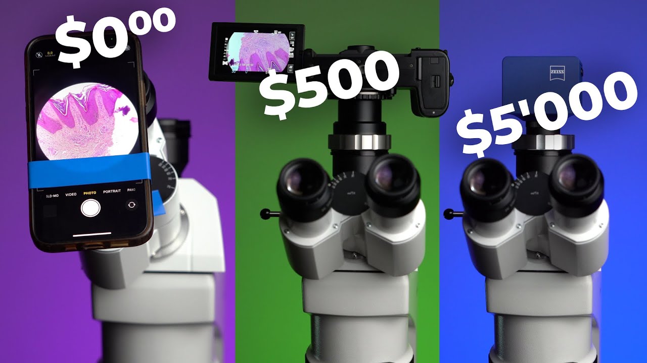 How to connect a camera or iPhone to a microscope?