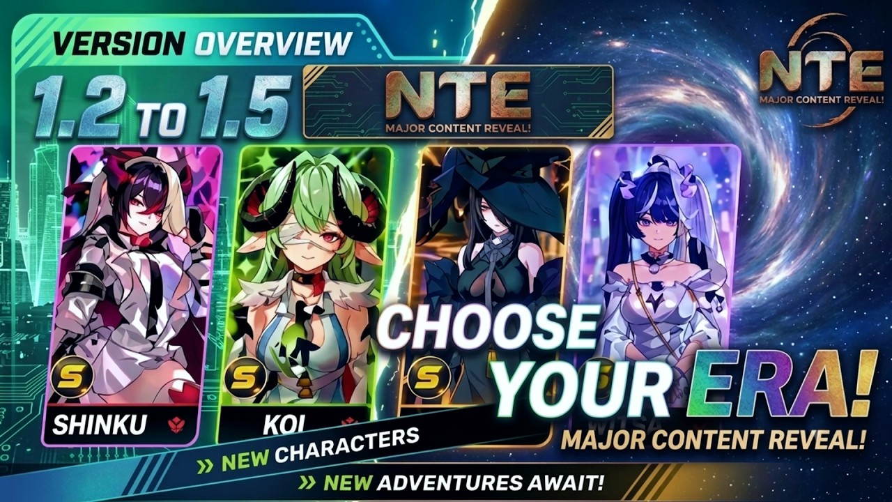 NTE Version 1.2&ndash;1.5 Roadmap! Shinku, Iroi, EXE, Blackbird & More Upcoming  -  Neverness to Everness