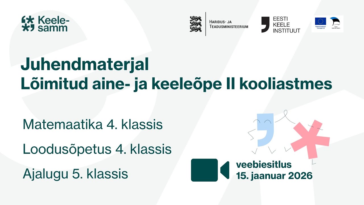 Veebiseminar: Juhendmaterjal "Lõimitud aine- ja keeleõpe II kooliastmes"