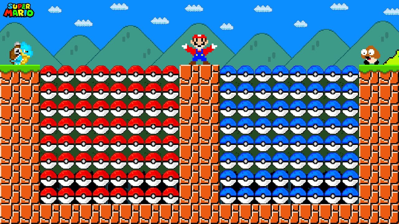 If Mario COLLECTS All the Fire and Ice Pokeballs in New Super Mario Bros ?