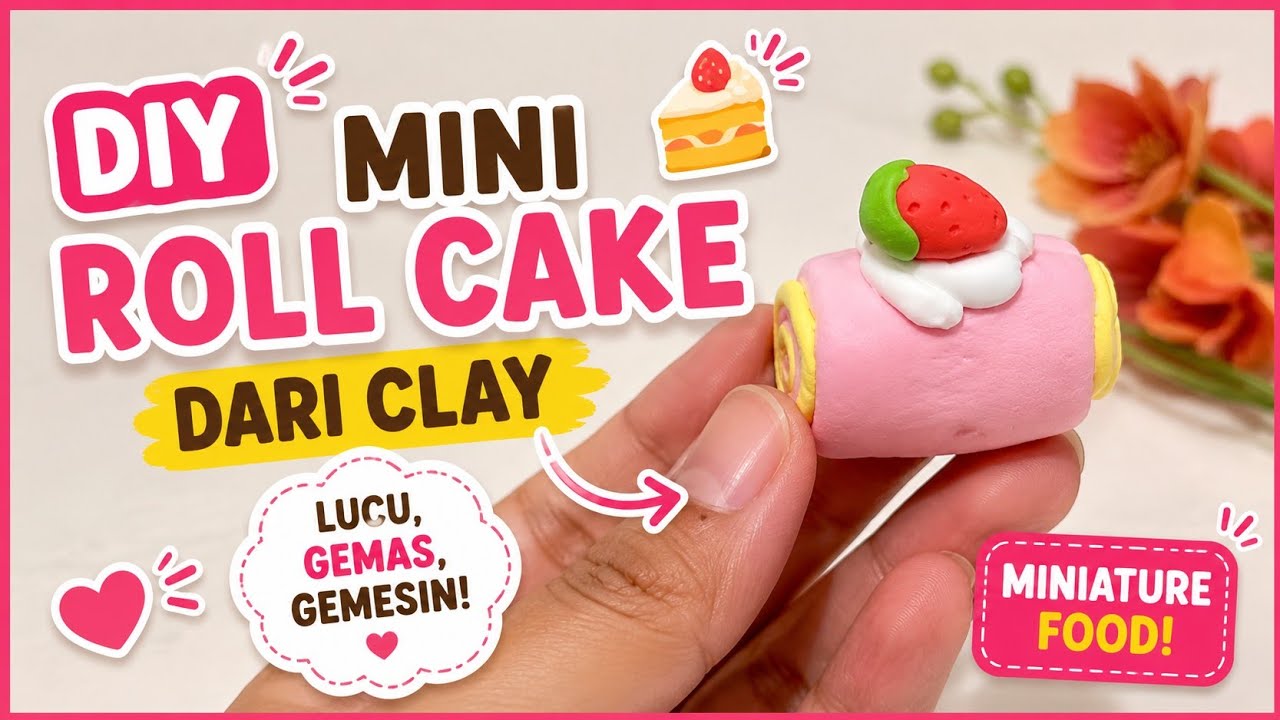 DIY Mini Roll Cake dari Clay 🍰! Tutorial Mudah Membuat Kue Gulung Mini yang Realistis